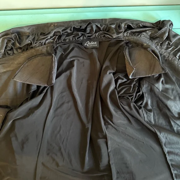Black Artex Patterned Vintage Y2K Zipper Blazer with Ruffled Collar Women’s XL